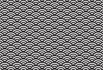 vector pattern of black and white circles, oriental texture