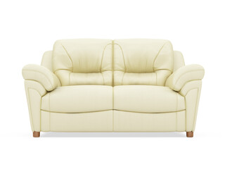 isolated beige sofa over white background
