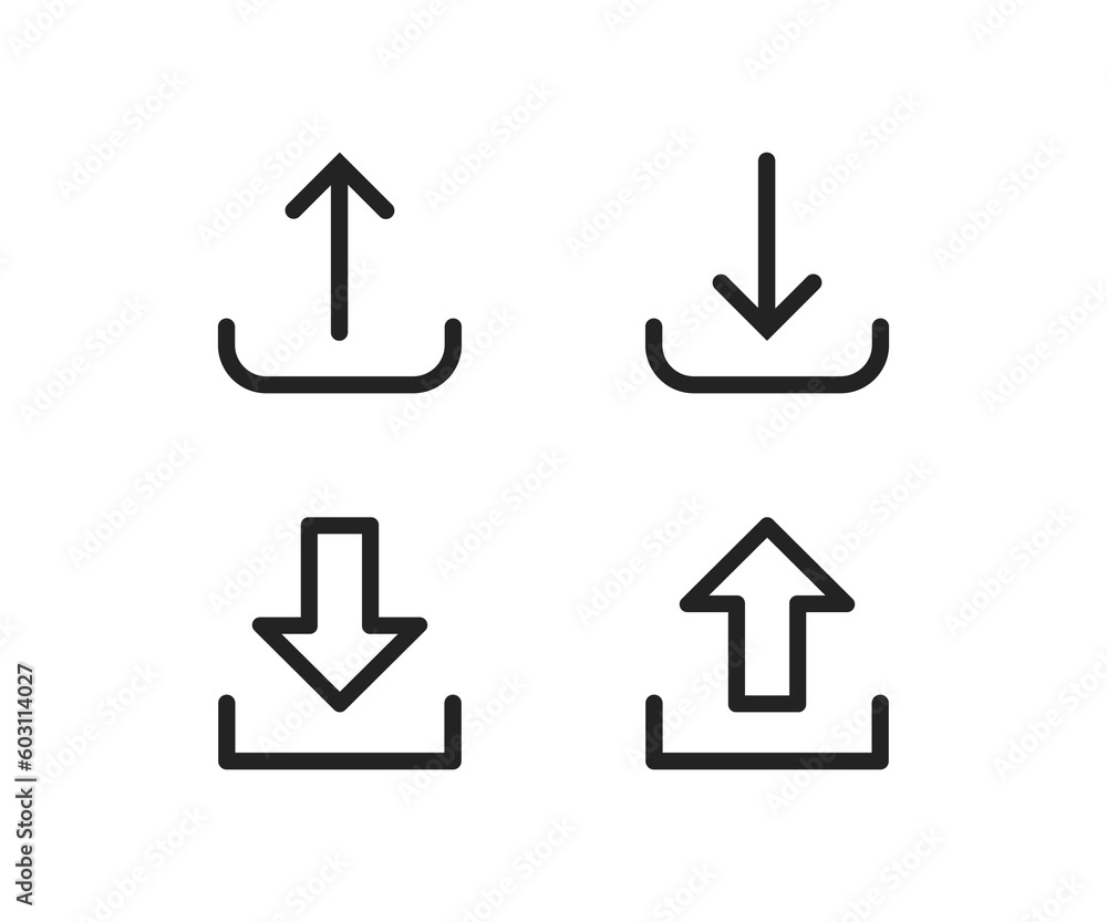 Aufkleber upload and download button vector. download and upload icon set