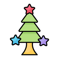 Christmas Tree Line Color Icon