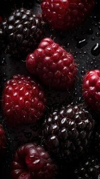 Fresh Organic Loganberry Berry Photorealistic Vertical Background. Healthy Vegetarian Diet. Ai Generated Lifelike Background with Delicious Juicy Loganberry Berry. Generative AI