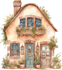 Whimsical cottage illustration created with Generative AI technology