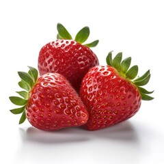 Strawberries isolated on white background (generative AI)