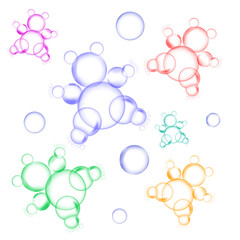 Illustration of a flying bear from soap bubbles