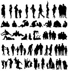 high detailed family silhouettes