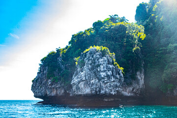 Beautiful tropical limestone islands on Koh Phi Phi Don Thailand.
