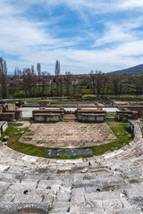 Heraclea Lyncestis ancient ruins with theatre in Bitola, North Macedonia. 