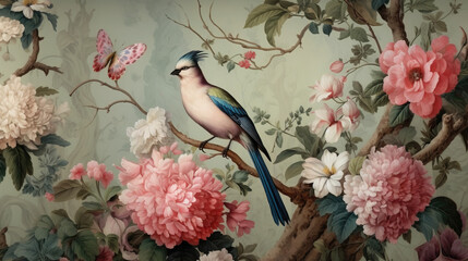 Bird with a butterfly made with generative AI tools