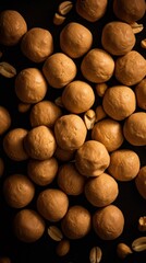 Sweet Peanut Butter Balls Candy Photorealistic Vertical Background. Sweet Dessert From Confectionery. Ai Generated Lifelike Background with Delicious Flavory Peanut Butter Balls Candy. Generative AI