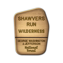 Shawvers Run National Wilderness, George Washington & Jefferson National Forest Virginia wood sign illustration on transparent background