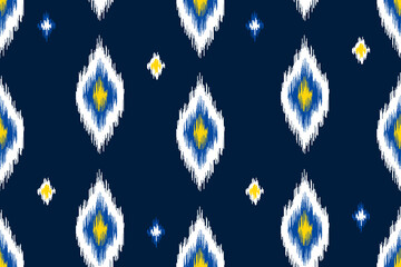 Ikat geometric ethnic Maya seamless pattern. Native American, Indian, African, Mexican, Moroccan style. Design for clothing, textile, fabric, scarf, home decor, wallpaper, texture, carpet, tile. 