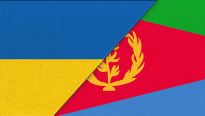 Flag of Ukraine and Eritrea - 3D illustration. Ukrainian and Eritrea relations