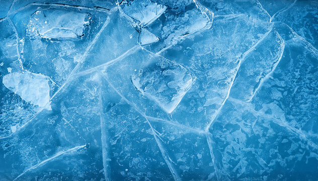 Broken ice texture, Cracked ice, Winter texture background, Generative AI