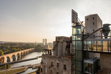 Suspended Worker at sunrise