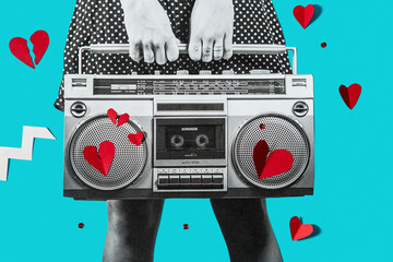Love and heartbreak music player collage