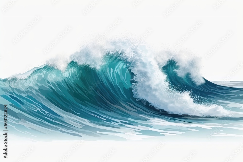 Aufkleber powerful ocean wave crashing towards the shore generative ai