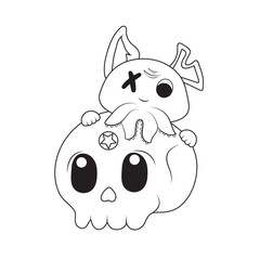 cartoon head.pastel goth cat coloring page