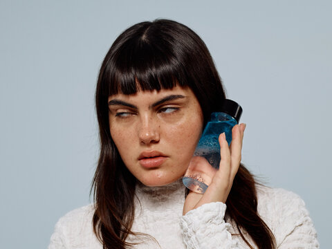 funny looking model in studio