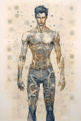 A drawing of a cyborg human Generative AI