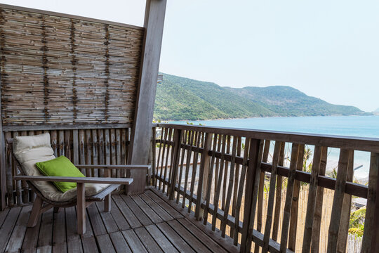 chair on balcony of countryside home or homestay