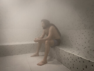 Man in steam room