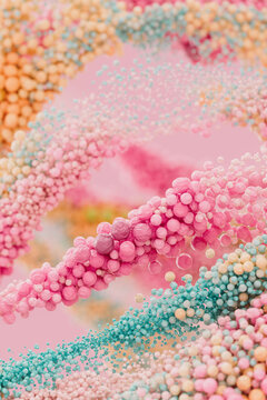 multicolored particles