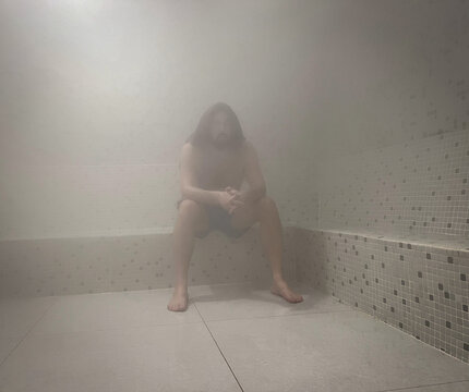 Man in steam room