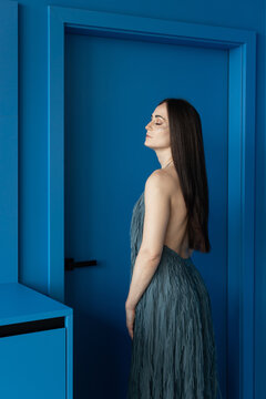 Portrait Of A Model In Blue Dress