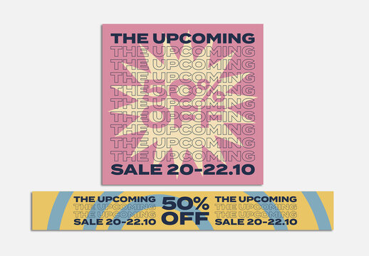 Set of Modern Web Banners Layout with Stacked Type Design