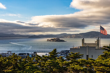 San Francisco bay and Alcatraz Island seen from telegraph hill.