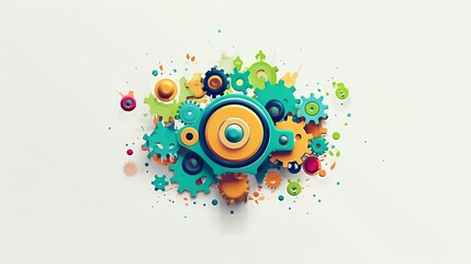 Obraz premium Gear concept art showing the diversity of colors Generative AI