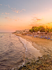 Landscape in a beach in Hammamet, Tunisia - obrazy, fototapety, plakaty