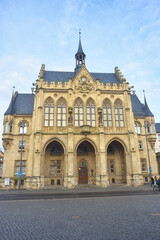 Fototapeta na wymiar Erfurt, view to the historical town hall building at the Fishmarket