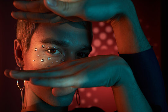 Non-binary Model Dancing Close-up