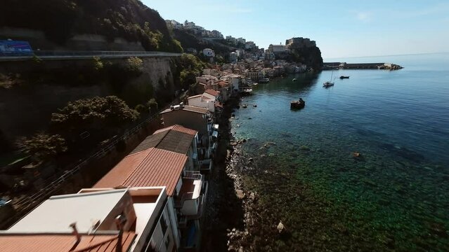 Scilla city by drone Fpv. Calabria Italy 