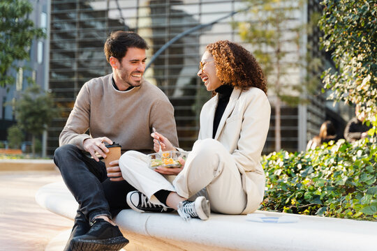 Businesspeople Eating Lunch Outside