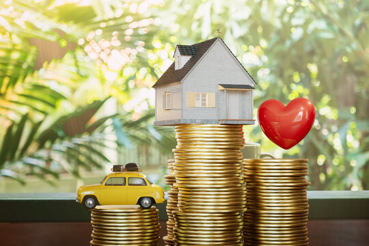 The concept of life, real estate and transport insurance. 3D render