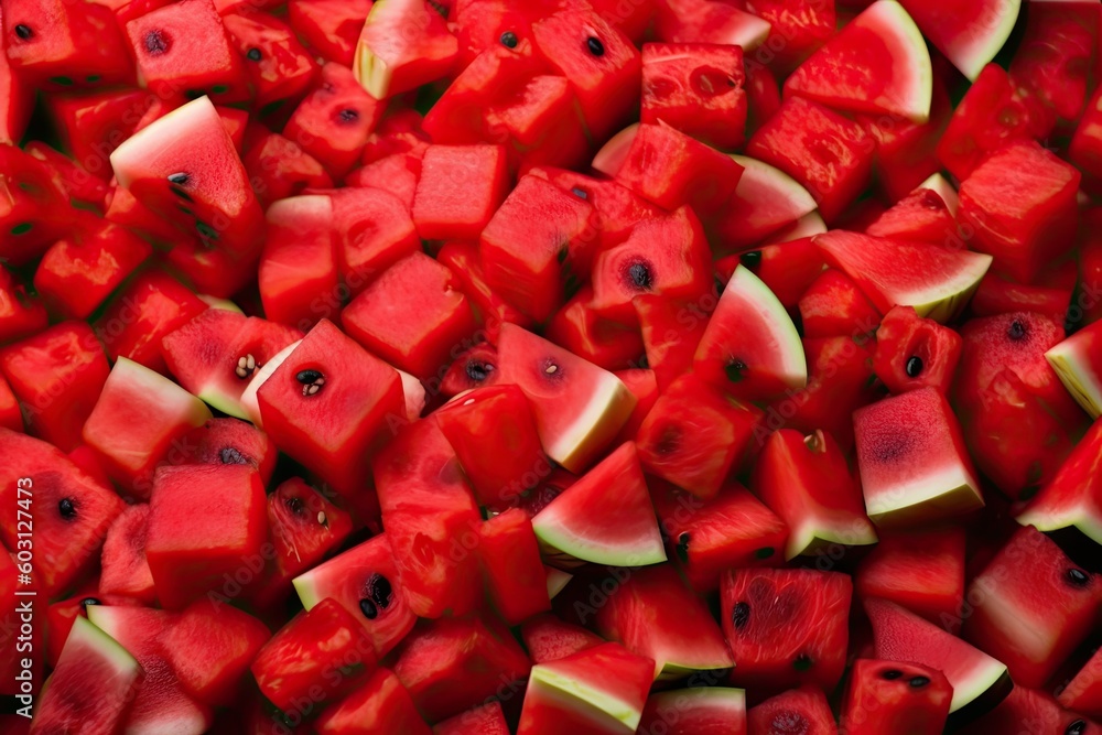 Poster stack of watermelon slices with vibrant colors and juicy texture generative ai