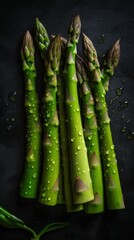 Fresh Organic Asparagus Vegetable Photorealistic Vertical Background. Healthy Vegetarian Diet. Ai Generated Lifelike Background with Delicious Juicy Asparagus Vegetable. Generative AI