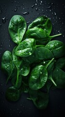 Fresh Organic Spinach Vegetable Photorealistic Vertical Background. Healthy Vegetarian Diet. Ai Generated Lifelike Background with Delicious Juicy Spinach Vegetable. Generative AI