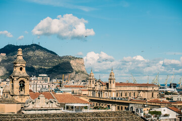 Fototapeta na wymiar Rooftops in Palermo, Italy in January