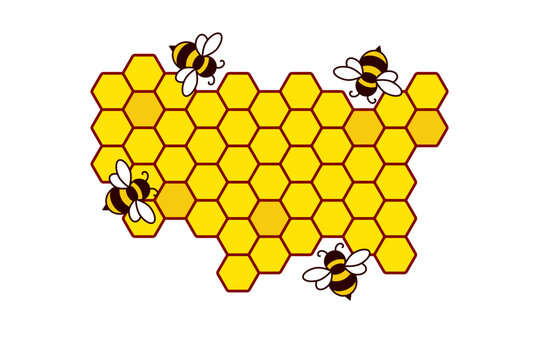 bees flying around yellow honeycomb