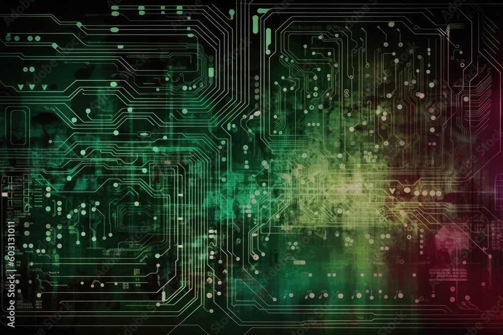 Aufkleber colorful computer circuit board generative ai