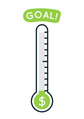 Blank fundraising thermometer template icon. Clipart image isolated on white background