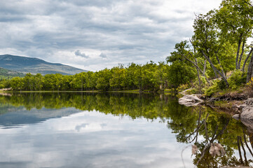 Lake on cloudy day