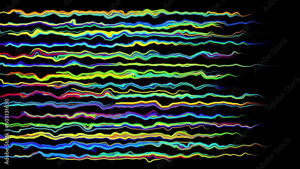 Poster abstract creative bg with curled lines like trails of different colors. lines form swirling pattern 