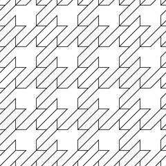 Seamless surface pattern design with houndstooth material ornament. Tooth figures wallpaper. Fabric background. Cloth mosaic motif. Digital paper, textile print, page fill, web designing.