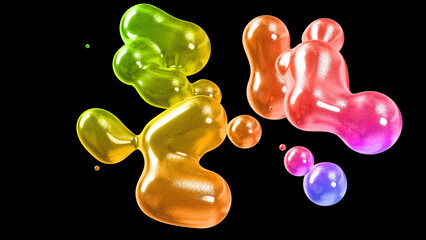 3d rendering. Amasing abstract background of metaballs or glisten bubbles as if glass drops or...