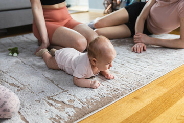 Baby crawling at home