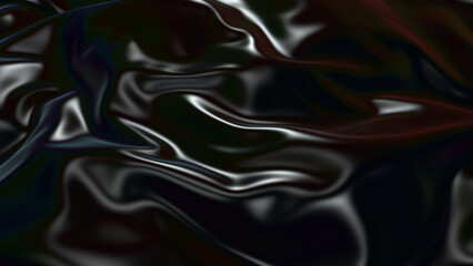 3D render beautiful folds of black silk in full screen, like a beautiful clean fabric background. Simple soft background with smooth folds like waves on a liquid surface. 79